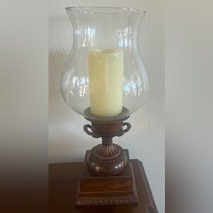 Uttermost Double Handled Metal Oil Rubbed Bronze &Glass Hurricane Candle Holder